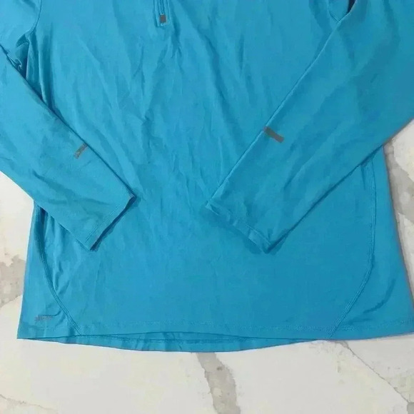 Nike Dri Fit 1/4 Zip Pullover Blue Activewear Shirt Womens Large Workout Running - Picture 2 of 8